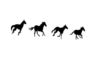horse silhouettes of horses on white background