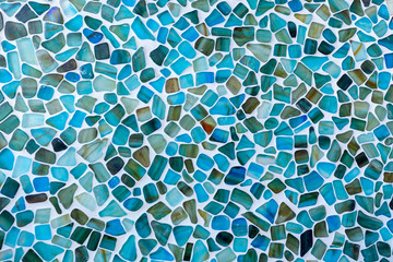 Irregular shaped Seas glass tile mosaic wall - obrazy, fototapety, plakaty
