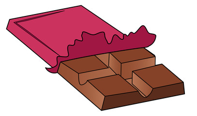 Cartoon chocolate bar in the package, with a thick stroke. Styling children s drawings