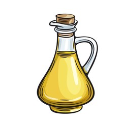 glass bottle jug of olive oil