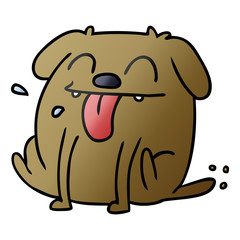 gradient cartoon of cute kawaii dog