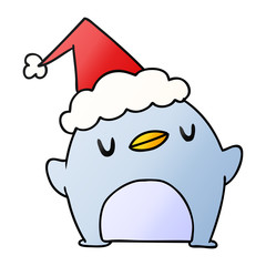 christmas gradient cartoon of kawaii penguin
