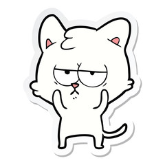 sticker of a bored cartoon cat