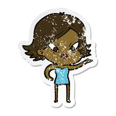 distressed sticker of a cartoon stressed woman