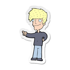 sticker of a cartoon man pointing