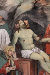 compianto sul Cristo morto (particolare); affresco nel Coro delle Monache; Brescia, complesso di Santa Giulia