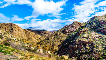 The rugged mountains of the McDowell Mountain Range viewed from Arizona Highway SR87 between Phoenix and the town of Payson in Northern Arizona