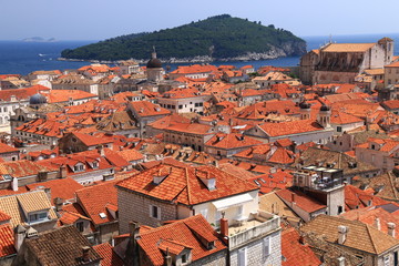 Naklejka premium クロアチア 中世海洋都市ドブロヴニク 旧市街 城壁巡り