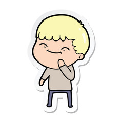sticker of a cartoon happy boy