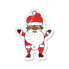retro distressed sticker of a cartoon grumpy santa