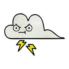 retro grunge texture cartoon thunder cloud