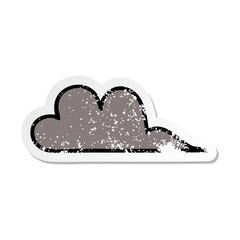 distressed sticker of a cute cartoon storm cloud