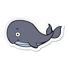 Draagtas sticker van een cartoonwalvis © lineartestpilot