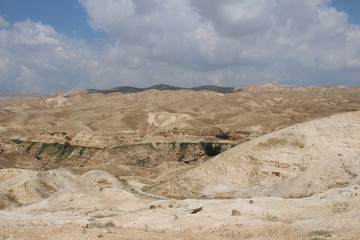 Wadi Qelt in Judean desert near Jericho, nature, stone, rock and oasis. Unseen, unknown, unexplored places, hidden travel destinations, Israel