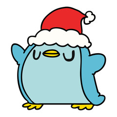 christmas cartoon of kawaii penguin