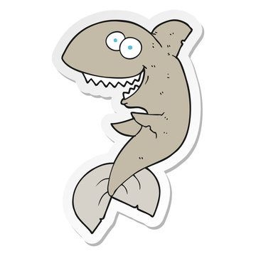 sticker of a cartoon shark