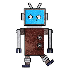 retro grunge texture cartoon robot