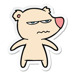sticker of a angry bear cartoon