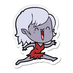 sticker of a cute cartoon happy vampire girl