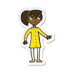 sticker of a cartoon worried girl