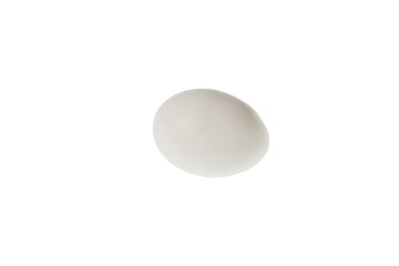 Close up view of white chicken egg isolated. Food backgrounds. Healthy eating concept.