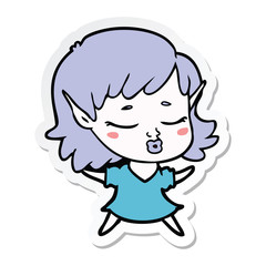 sticker of a pretty cartoon elf girl