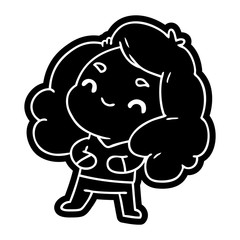cartoon icon of a cute kawaii girl