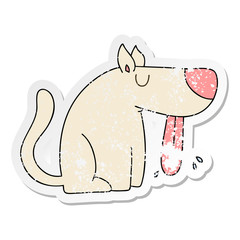 distressed sticker of a quirky hand drawn cartoon dog