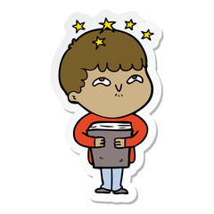 sticker of a cartoon amazed boy