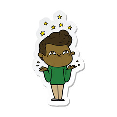 sticker of a excited man cartoon