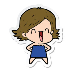 sticker of a cartoon happy woman