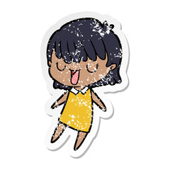distressed sticker of a cartoon woman