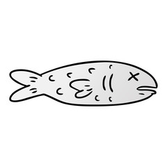 gradient cartoon doodle of a dead fish