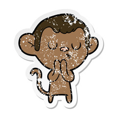 distressed sticker of a cartoon monkey