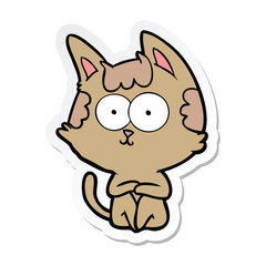 sticker of a happy cartoon cat