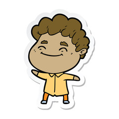 sticker of a cartoon friendly man