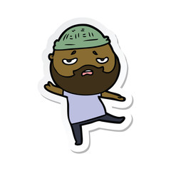 sticker of a cartoon worried man with beard