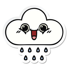 sticker of a cute cartoon rain cloud