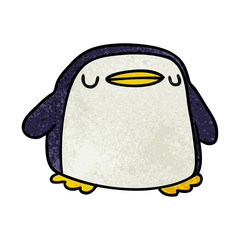 textured cartoon kawaii of a cute penguin