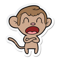 sticker of a shouting cartoon monkey