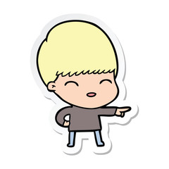 sticker of a happy cartoon boy