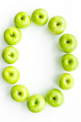 summer fruit pattern with apples on light background top view copyspace