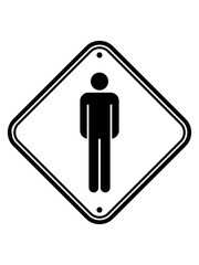 hinweis schild gefahr warnung gebiet zone achtung pictogram mann figur männlich stehend neutral zeichen symbol mensch silhouette logo design