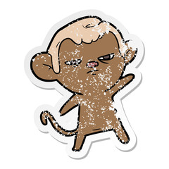 distressed sticker of a cartoon monkey