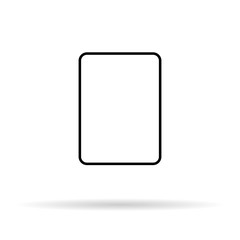Tablet icon in simple design witch shadow. Tab, mobile device. Black on white colors. Minimalism style. Vector illustration. Isolated object. EPS 10