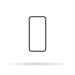 Smartphone icon in simple design witch shadow. Minimalism style. Vector illustration. Outline sketch. image of thin lines. EPS 10