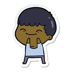 sticker of a cartoon happy boy