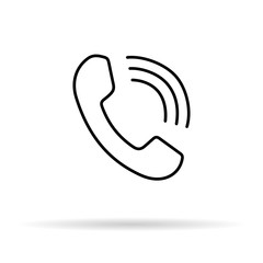 Handset with waves, icon, symbol.Minimalism style. Vector illustration. Outline sketch. Image of thin lines. EPS 10