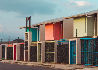 Naklejka premium row of beach huts