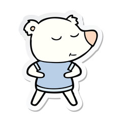 sticker of a happy cartoon polar bear